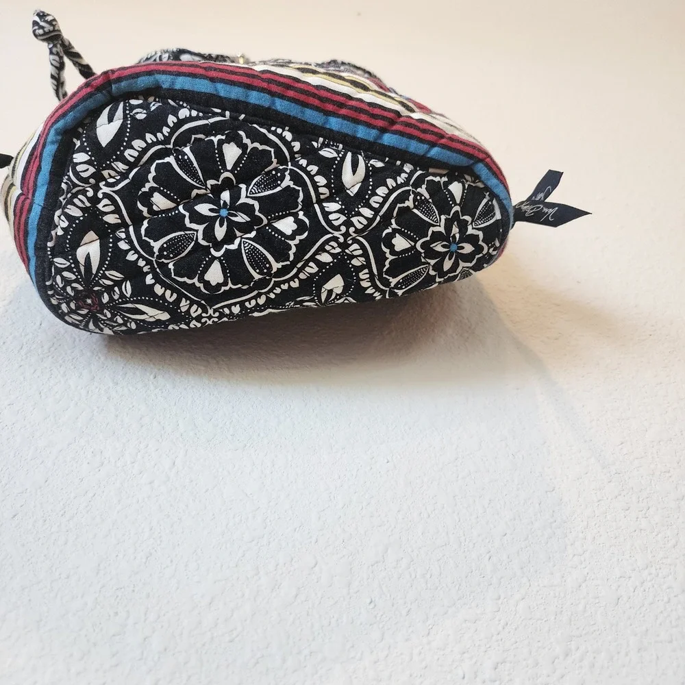Vera Bradley Barcelona Floral Quilted Cotton Mini Drawstring Bag Monochrome